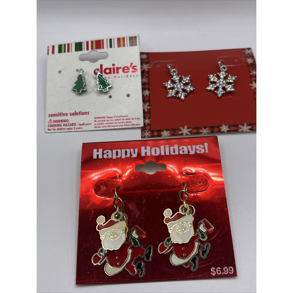 Christmas Earrings‎ 3 Pack- Christmas Tree, Santa, Snowflake